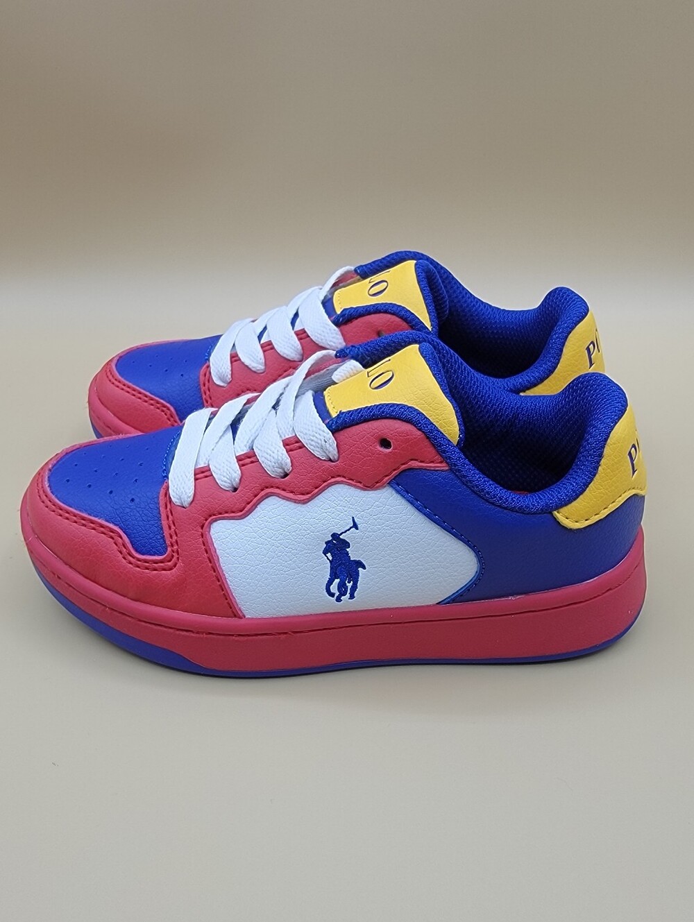 Polo Ralph Lauren Little Boy's Jessup Sneakers Size 11C Red Blue White Yellow